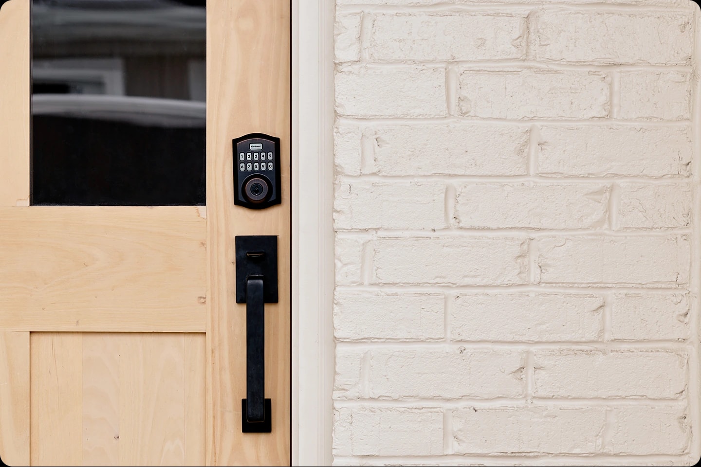 Smart lock installed on a residential entry door